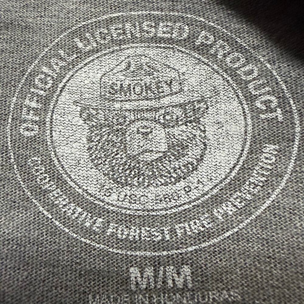 Smokey Bear Official Licensed Graphic T Shirt Men's Medium Gray 100% Cotton - Picture 8 of 9